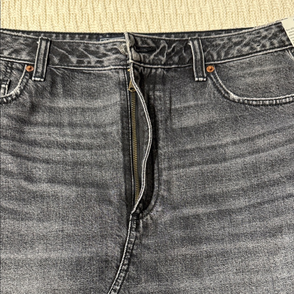 Abercrombie & Fitch Washed Black Distressed Denim Mini Skirt Vintage - Picture 2 of 9